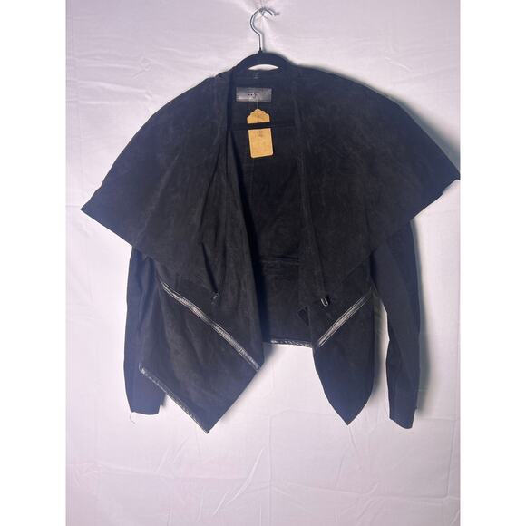 Blank NYC Modern Black Suede Drape Cardigan Jacket Women's Size Large - Picture 1 of 3